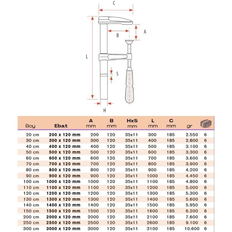 BULUT Büyük İşkence Döküm 200 cm 2000x120mm