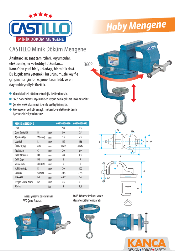 Kanca Castillo Minik Kasa Mengenesi 75 mm