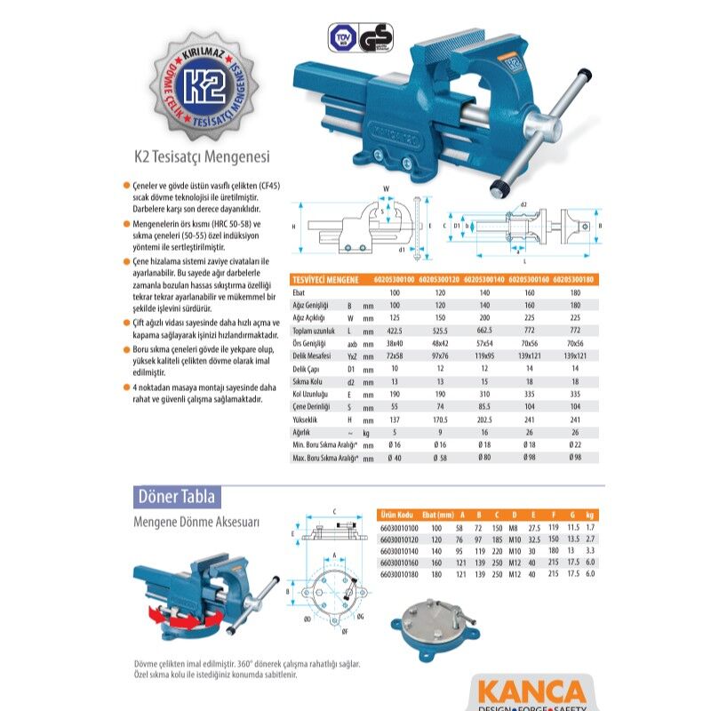 Kanca K2 Plumber's Vice 160 mm