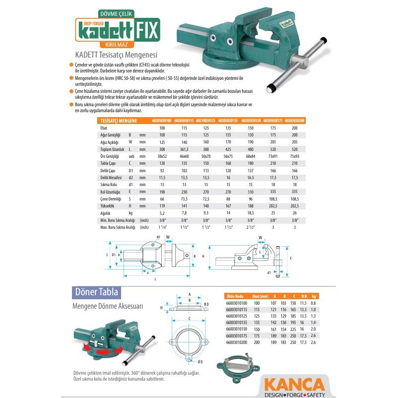 Kanca Kadett Installation Wrench 175 mm