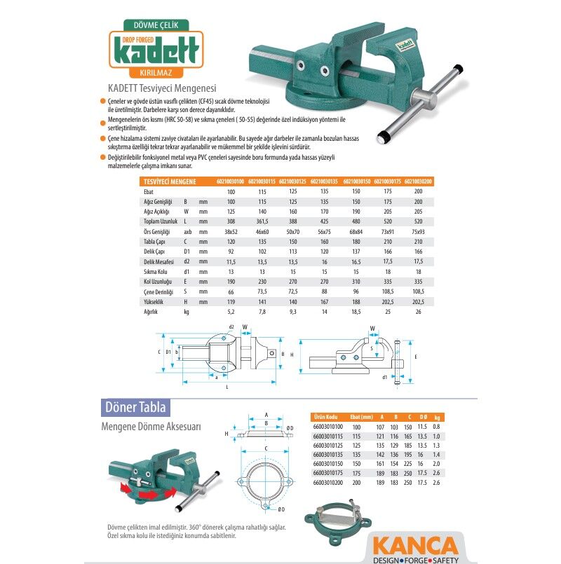 Kanca Kadett Tesviyeci Mengenesi 115 mm