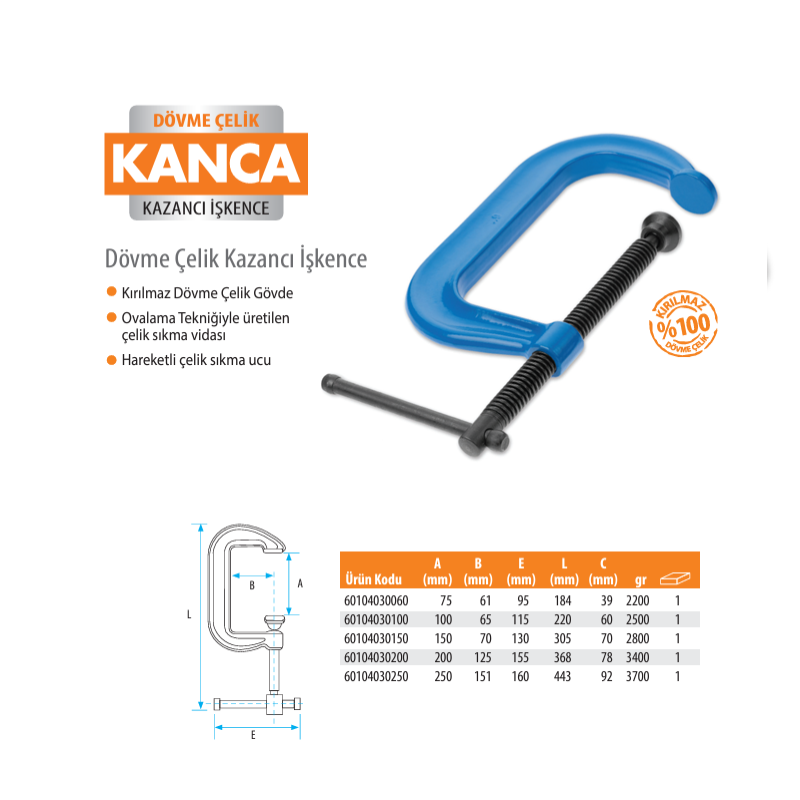 Kanca Forged Steel Clamp 75 mm