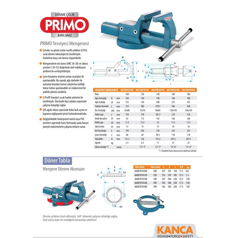 Kanca Primo Leveling Vise 180 mm