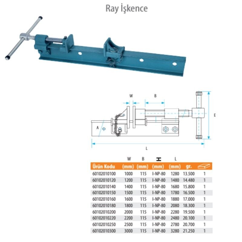 Kanca Rail Clamp 100 cm